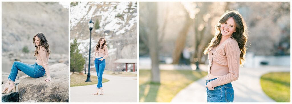 Fort Lewis Senior Photos on the River Trail.