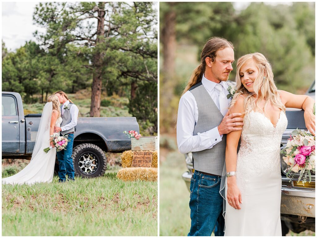 Rustic truck backyard wedding