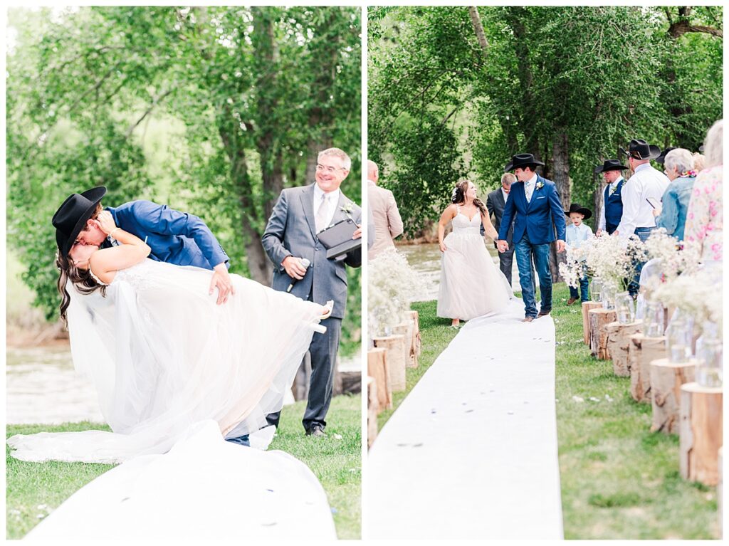 South Fork wedding first kiss