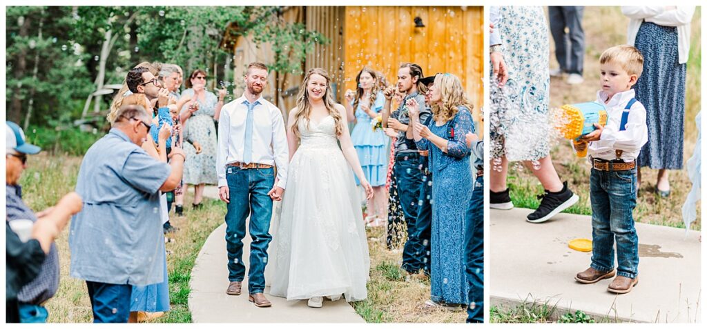 Irma J Ranch wedding bubble exit