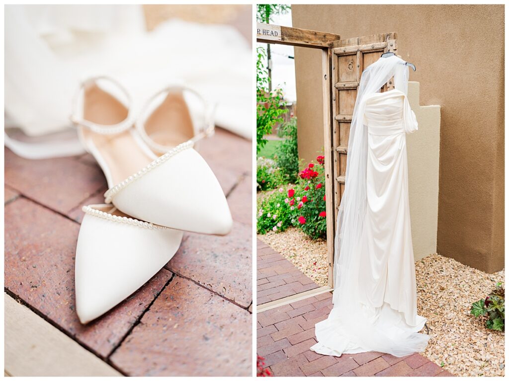 Old Town Albuquerque Wedding Dress and Shoes