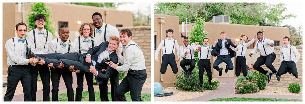 Old Town Albuquerque Wedding Fun Groomsmen