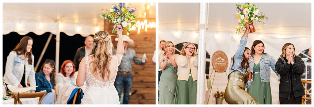 Coyote Hill Lodge Wedding Bouquet Toss