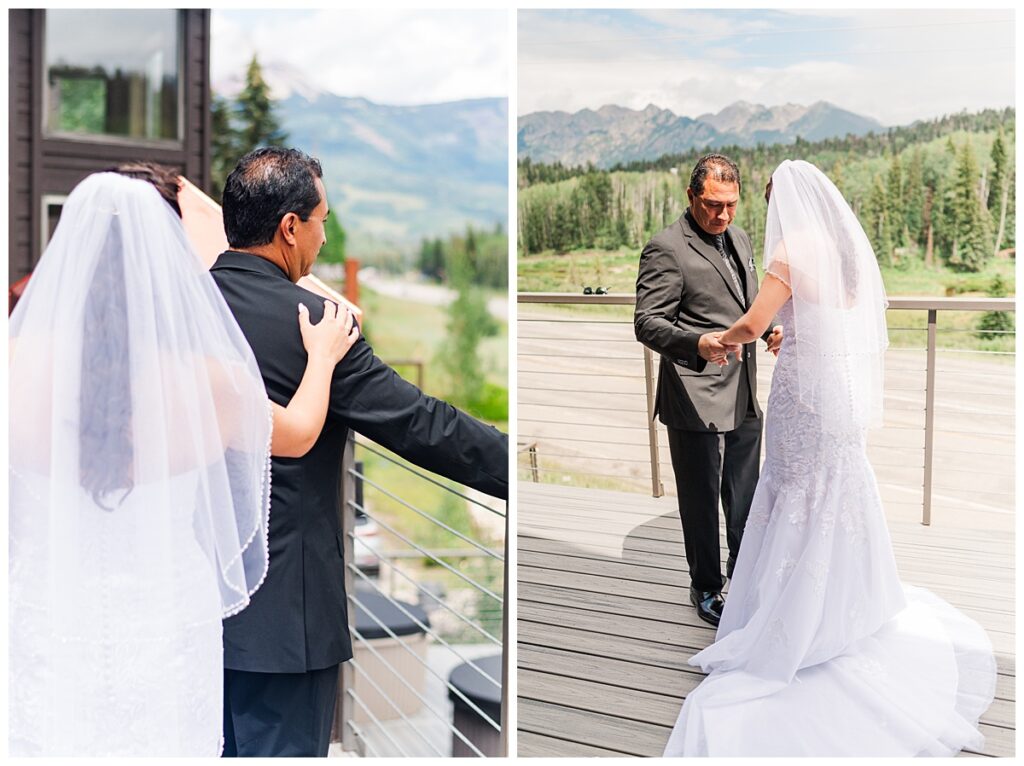 August Black Diamond Lodge Wedding Father First Look