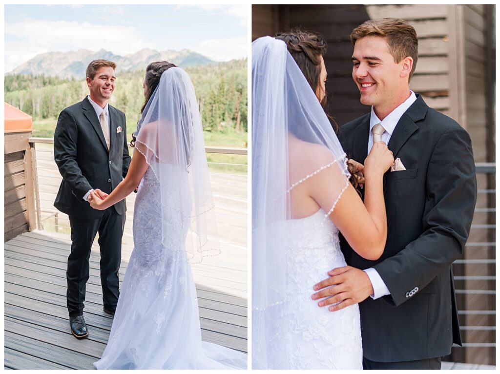 August Black Diamond Lodge Wedding First Look Private Vows