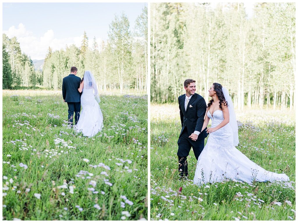 August Black Diamond Lodge Wedding Meadow Portraits