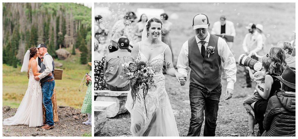 Southern Colorado Mountain Wedding First Kiss