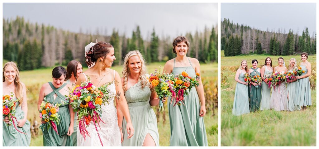 Mountain Bridesmaids Wildflowers Sage Green