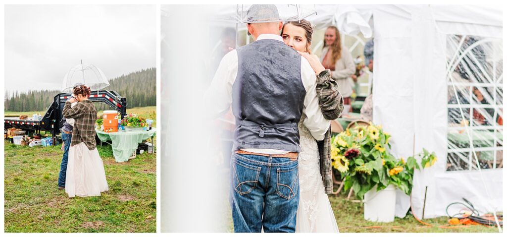 Southern Colorado Mountain Wedding Rainy first dance