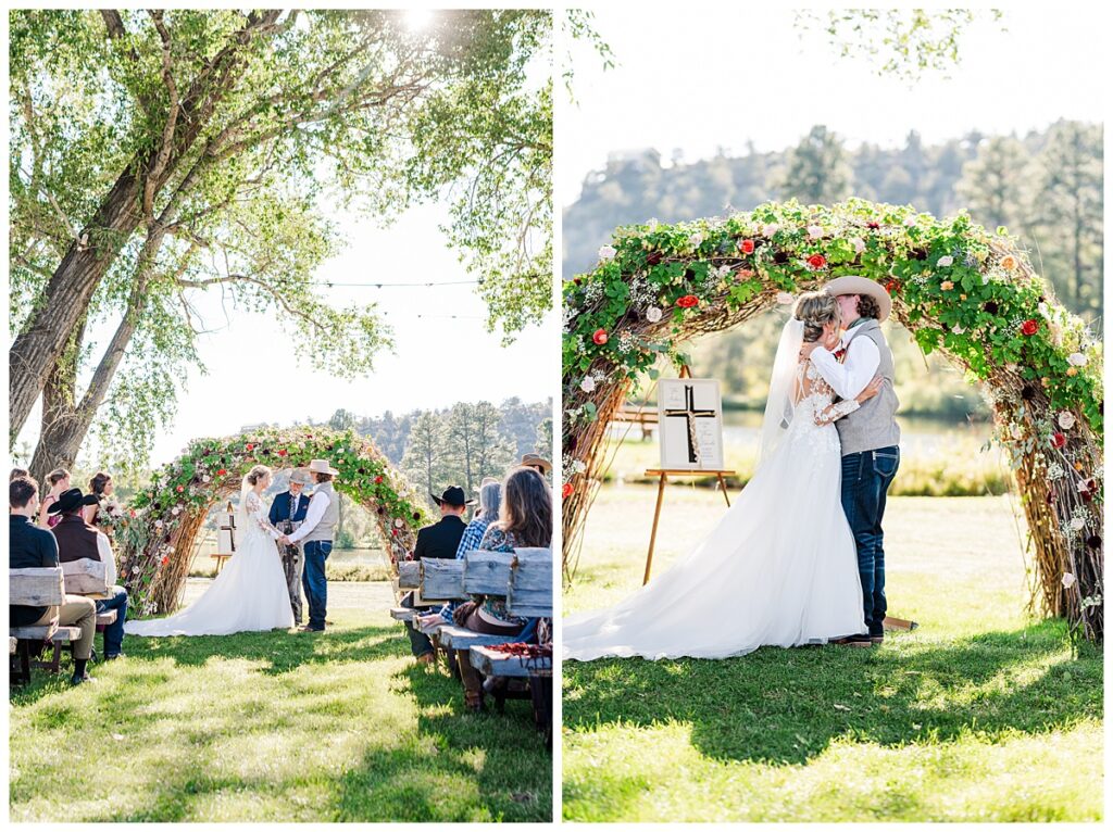 LePlatt's Pond Wedding First Kiss