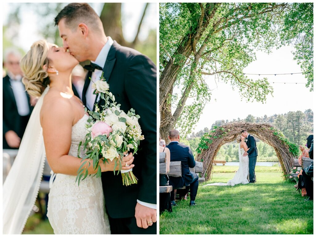 June LePlatt's Pond Wedding First Kiss