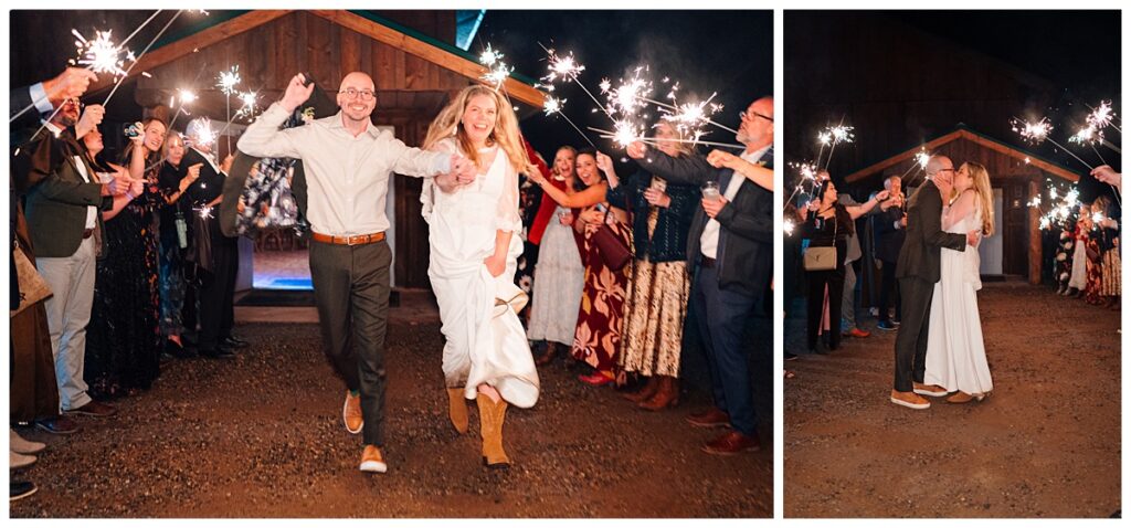 Autumn River Bend Ranch Wedding Sparkler Exit