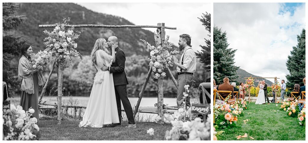 Autumn River Bend Ranch Wedding  First Kiss